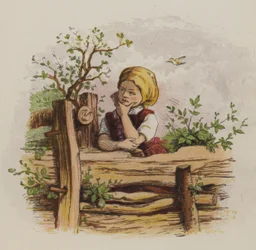 Pensive Girl Leaning on a Fence