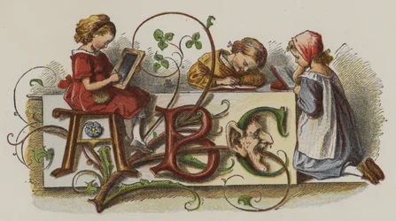 Three girls practicing their writing