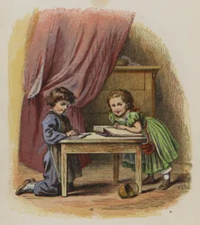 Two children reading books