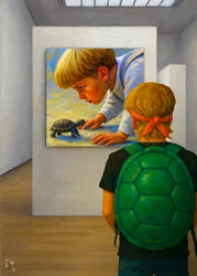 Curious Boy Turtle Painting