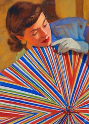 Elegant Lady Striped Umbrella