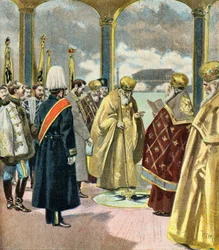 In Russia the Metropolite Blesses the Neva