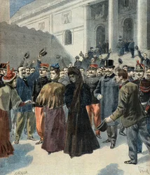 The Widow of Colonel Hubert Henry Leaving the Palace of Justice (Dreyfus Affair)