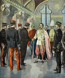 Paul Doumer Received by King Rama V of Siam in 1899 (Engraving)