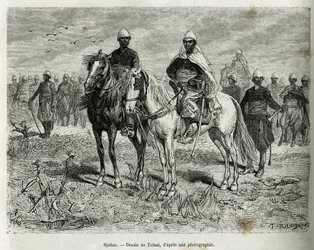 The Spahis of the expedition escort (engraving by Tofani, to illustrate the story of 