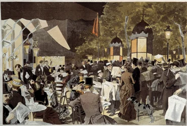 The boulevards on election night cafe terrace