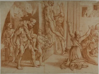 Fire in the Borgo (recto); Slight Sketch of the Fire in the Borgo (verso)