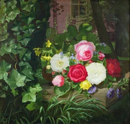 Roses on a Stone Ledge