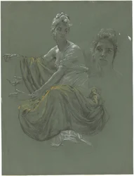 Elegant Young Woman in Classical Drapery