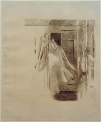 Woman and Boy in Front of a Wardrobe