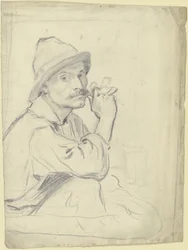 Italian Fisherman in Three-Quarter Profile Facing Right