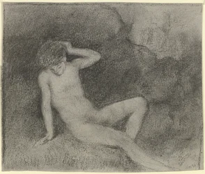 Reclining nude youth in a landscape (Narcissus?)