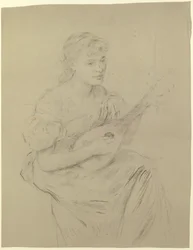 Young Woman Playing Mandolin (