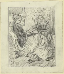 Woman with child reading aloud