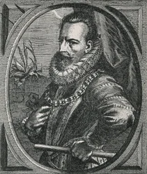 Portrait of the Condottiere Alexander Farnese, Duke of Parma, Governor of the Low Countries (engraving)