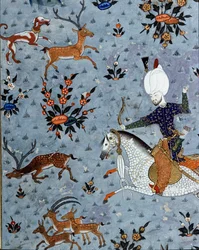 Representation of the courtiers of Sultan Murad II hunting deer (detail)