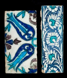 Two 17th century Ottoman Syria ceramic tile Fragments