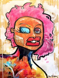 Abstract Pink Hair Portrait