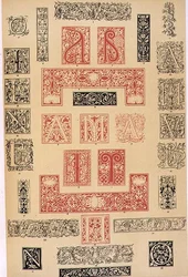 Specimens of Typographic Embellishments from 16th century Italy and France, published by Aldine, Giunta and Stephan, chapter XIX, plate XC, from 