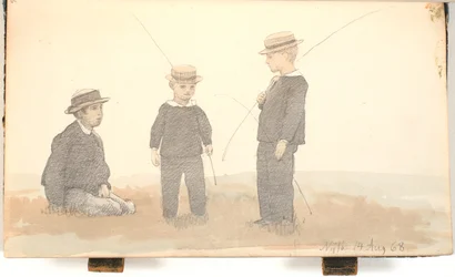 Three Boys with Straw Hats