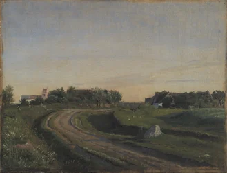 Vejby with the Church Seen from the North. Evening Light. Zealand