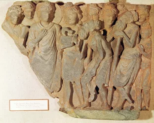The Victory over the Serpent, Relief Depicting Buddha Presenting the Feared Serpent to the Awed Brahmans