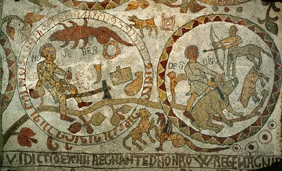 The Signs of the Zodiac from the Mosaic Floor of the Cathedral of Otranto, Southern Italy