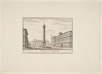 Column of Marcus Aurelius. 1. Palazzo Niccolini. 2. Palazzo del Vicegerente. 3. Monte Citorio. 4. Palazzo Chigi