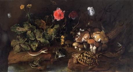 Still Life with a Snake, Frogs, Tortoise and Lizard, 1656-1673