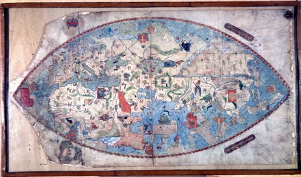 World map of Paolo Toscanelli. 1457. This map represents the European image of the Earth before the discovery of the great continents. Library Nazionale Florence