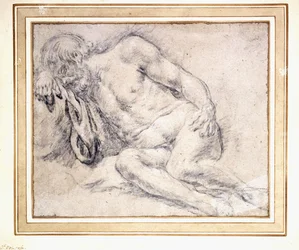 A Reclining Bearded Man Sleeping on His Arm