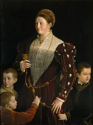Camilla Gonzaga, Contessa di San Secondo, with three sons