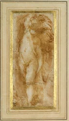 A putto turned to the left