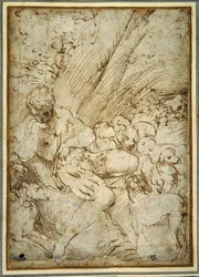 Shepherd Boy Holding a Pipe, Resting Under a Tree with His Dog Among Their Flock