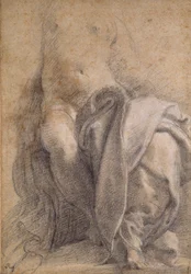 Seated Semi-Nude Female Wearing Drapery
