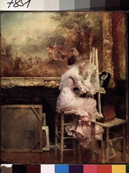 Young Watercolourist in the Louvre