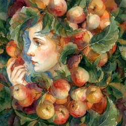 Serene Apple Harvest Woman