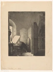 Rembrandt Etching in His Studio