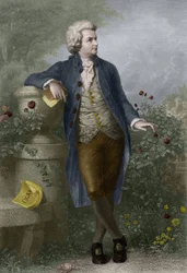 Portrait of Wolfgang Amadeus Mozart (1756-1791) in Salzburg. Engraving by Paul Barfus (1823-1895).