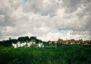 Mecklenburg, Landscape with the Little Town of Schwann on the Warnow