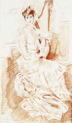 Madame Helleu Seated by a Harp