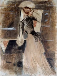 Full-Length Portrait of Madeleine Carlier. Paul Helleu, 20th Century. Bayonne, Musee Bonnat