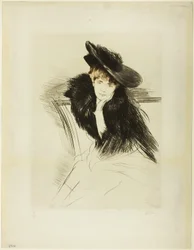 Woman Seated Leaning Forward, Chin Cupped in Left Hand