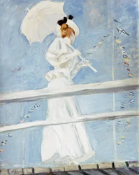 Young Woman with a Parasol on a Jetty