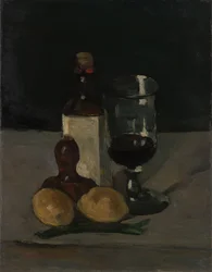 Still Life with Bottle, Glass, and Lemons