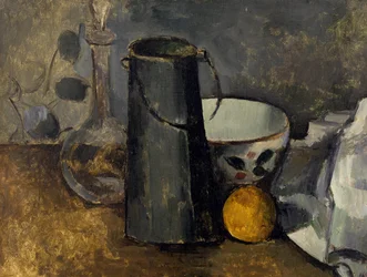 Still Life with Carafe, Milk Can, Bowl, and Orange
