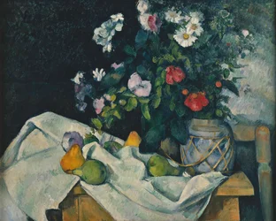 Flowers in a Ginger Pot and Fruits