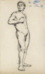 Academic Study of a Male Nude with His Right Hand Clenched Across His Chest