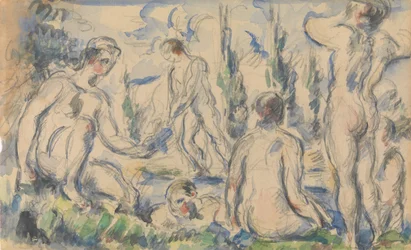 Bathers (recto), Landscape (verso)
