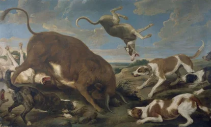 Bull Attacked by Dogs – 17th Century – Baroque Flemish